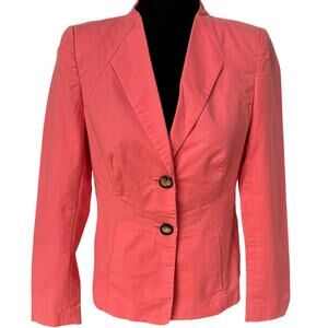 Lafayette 148 Blazer Coral Orange Pink Fitted Jacket Preppy Women's Size 6